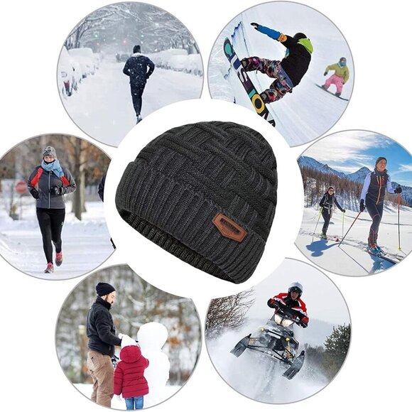 Winter Hat Warm Knitted Thick Baggy Slouchy Beanie Skull Cap for Men - Picture 7 of 7